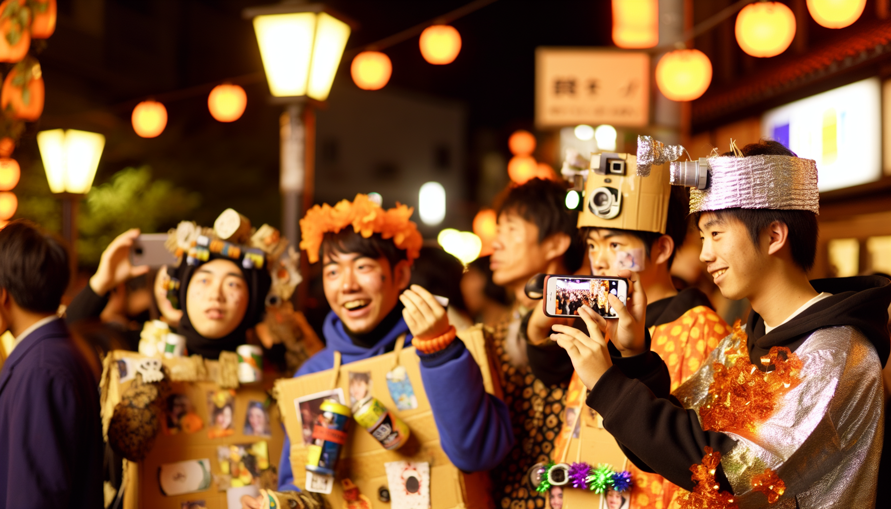 2025年ハロウィン業界の最新動向を表すクリエイティブな仮装をした人々の写真映えするシーン